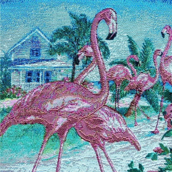 Pink Flamingo Beach House Retreat Tapestry Wall Hanging ~ Artist Bradley Clark - Picture 5 of 5